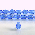 Czech Glass Fire Polish Bead - Pear 10x7MM SAPPHIRE