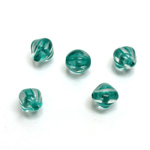 Plastic Bead - Color Lined Smooth Nugget 9x7MM CRYSTAL LIGHT TURQUOISE LINE