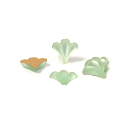 Glass Cabochon - Fleur De Lis 11x10MM MATTE PERIDOT Foiled