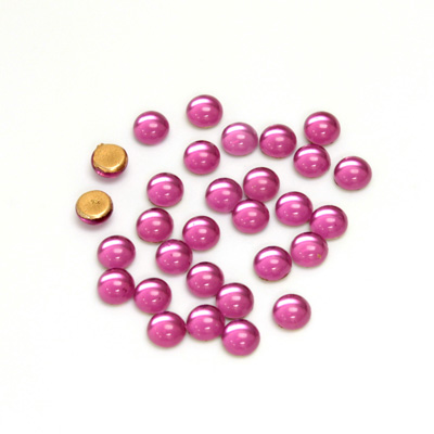 Glass Medium Dome Foiled Cabochon - Round 04MM FUCHSIA