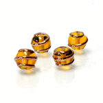 Czech Glass Lampwork Bead - Round 10MM COPPER WRAP TOPAZ