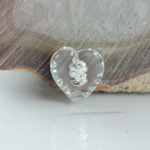 German Glass Engraved Buff Top Intaglio Pendant - CAMEO WOMAN'S Head Heart 12x11MM CRYSTAL SILVER