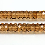 Czech Glass Fire Polished Bead - Rondelle 08x4MM SMOKE TOPAZ