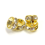 Chinese Rhinestone Rondelle - Round 08MM CRYSTAL-GOLD