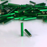 Preciosa Czech Glass Bugle Bead with Square Hole - 15MM DARK EMERALD SL 57620