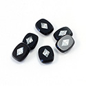 German Glass Flat Top Flat Back stones with Chaton Inserts - Cushion Antique 10x8MM JET with CRYSTAL