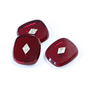 German Glass Flat Top Flat Back stones with Chaton Inserts - Cushion Antique 16x14MM RUBY with CRYSTAL