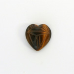 Gemstone Flat Back Carved Scarab - Heart 15x14MM TIGEREYE