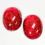 Glass Medium Dome Lampwork Cabochon - Oval 25x18MM GOLD FLECK RUBY (05052)