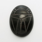 Gemstone Flat Back Carved Scarab 30x22MM BLACK ONYX