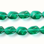 Czech Pressed Glass Bead - Cushion Octagon 14x10MM EMERALD