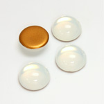 Glass Medium Dome Foiled Cabochon - Round 13MM WHITE OPAL