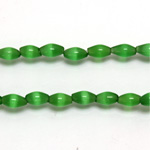 Fiber Optic Synthetic Cat's Eye Bead -  Oval Rice 06x4MM CAT'S EYE GREEN