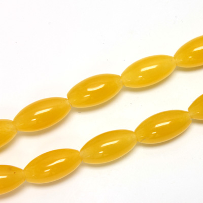 Gemstone Bead - Smooth Oval Rice 16x8MM Dyed QUARTZ Col. 38 AMBER