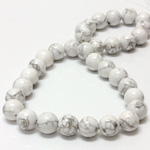 Gemstone Bead - Smooth Round 12MM WHITE HOWLITE