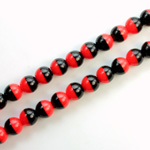 Czech Pressed Glass Bead - Smooth Round 06MM RED-BLACK