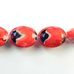 Chinese Cut Crystal Millefiori Bead - Oval 16x12MM RED