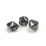 Preciosa Czech Pressed Glass 2-Hole Bead - Pyramid Studs 08x8MM HEMATITE