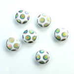 Glass Low Dome Buff Top Cabochon - Peacock Round 09MM MATTE WHITE