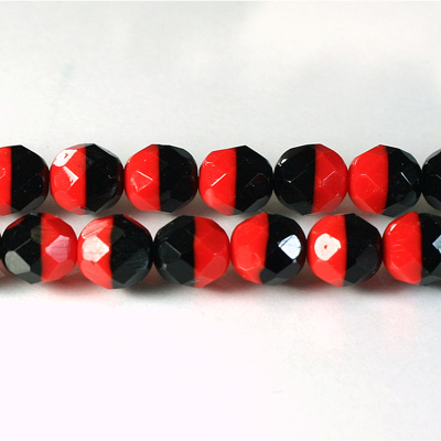 Czech Glass Fire Polish Bead - Round 08MM RED/BLACK