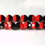 Czech Glass Fire Polish Bead - Round 08MM RED/BLACK