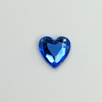 Glass Flat Back Rose Cut Fancy Foiled Stone  - Heart 12x11MM SAPPHIRE