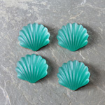 Glass Cabochon - Shell 14MM MATTE EMERALD Foiled