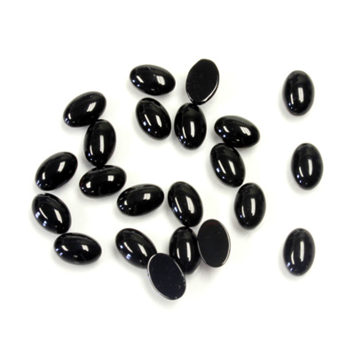 Gemstone Cabochon - Oval 06x4MM BLACK ONYX