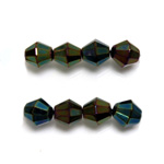 Czech Glass Fire Polished Bead - Bicone 08MM IRIS GREEN