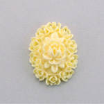 Plastic Carved Flower - Cluster Oval 25x18MM DARK IVORY