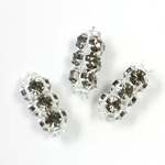 Preciosa Rhinestone Rondelle Crystal Tubes 16x7MM BLACK DIAMOND/SILVER