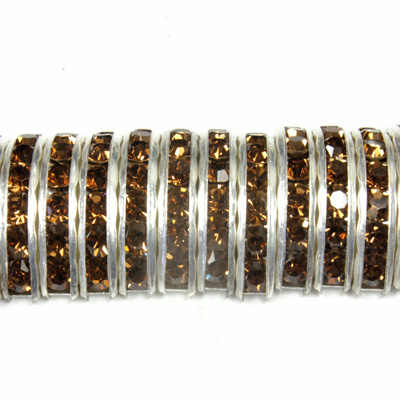 Czech Rhinestone Rondelle - Half Moon 19X7MM SMOKE TOPAZ-SILVER