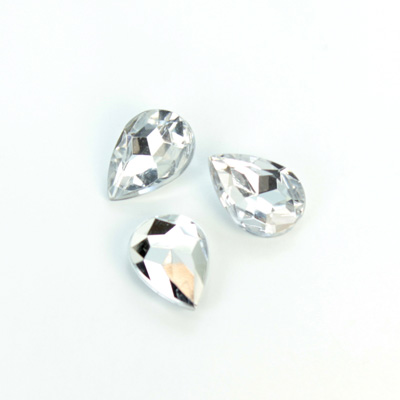 Plastic Point Back Foiled Stone - Pear 14x10MM CRYSTAL