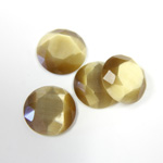 Fiber-Optic Flat Back Stone with Faceted Top and Table - Round 13MM CAT'S EYE LT BROWN