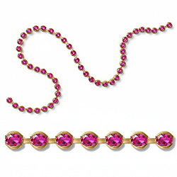 Preciosa MAXIMA Crystal Bezel Chain - PP24 (SS12)  FUCHSIA-RAW BRASS