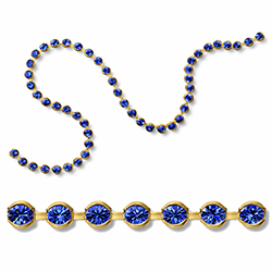 Preciosa MAXIMA Crystal Bezel Chain - PP24 (SS12)  SAPPHIRE-RAW BRASS