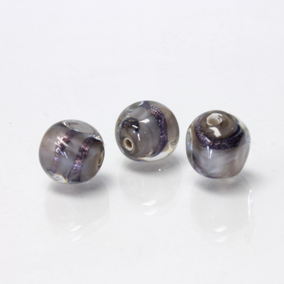 Czech Glass Lampwork Bead - Irregular 10MM PATTERN with GREY MOONSTONE