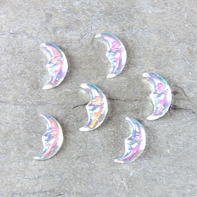 Glass Flat Back Moon - 08MM CRYSTAL AB Foiled