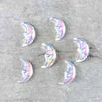 Glass Flat Back Moon - 08MM CRYSTAL AB Foiled