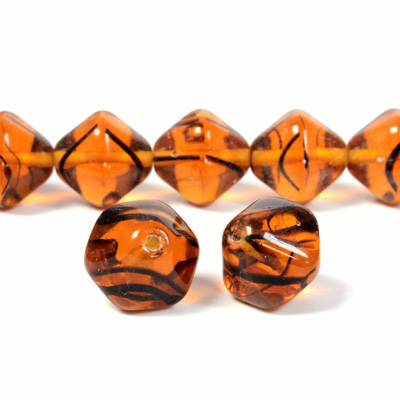 Czech Pressed Glass Bead - Smooth Bicone 15MM TORTOISE