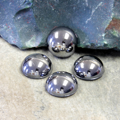 Plastic Flat Back Metalized Cabochon - Round 12MM HEMATITE