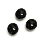 Plastic Bead - Opaque Color Smooth Flat Oval 14x13MM JET