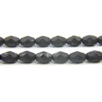 Czech Glass Fire Polish Bead - Oval 08x6MM MATTE JET