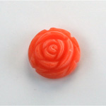 Plastic Carved No-Hole Flower - Round 20MM MATTE ORANGE