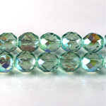 Czech Glass Fire Polish Bead - Round 10MM GREEN AB 45111