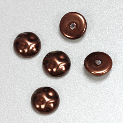 Glass Cabochon Baroque Top Pearl Dipped - Round 12MM DARK BROWN
