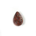 Plastic Engraved Bead - Pear 19x13MM INDOCHINE BROWN