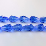 Chinese Cut Crystal Bead - Pear 13x9MM SAPPHIRE