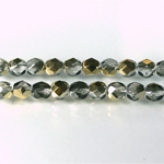 Czech Glass Fire Polish Bead - Round 06MM 1/2 Coated CRYSTAL/AURUM
