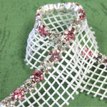 Rhinestone Banding with MC Chaton 1 Row with Net One Edge - Round 19SS CRYSTAL-LTROSE-WHITE
